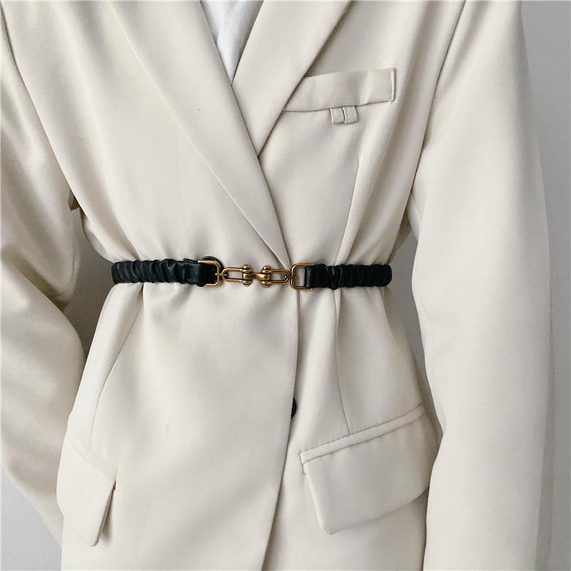 ジャケット レディース ウール ベルト おしゃれ ウエストバンド ダウン スーツ ガードル 薄い ウエスト バンド 黒 装飾 女性用 レトロ 弾性 ベルト