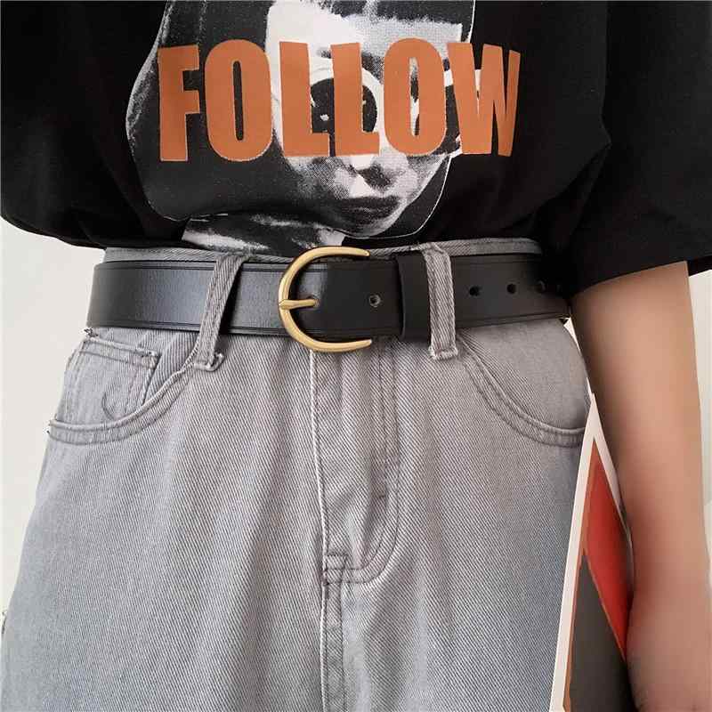 レディース レザー ベルト ベルト 韓国 ファッション 優雅 牛革 黒 ベルト 装飾 シンプル 学生 ジーンズ ベルト 革