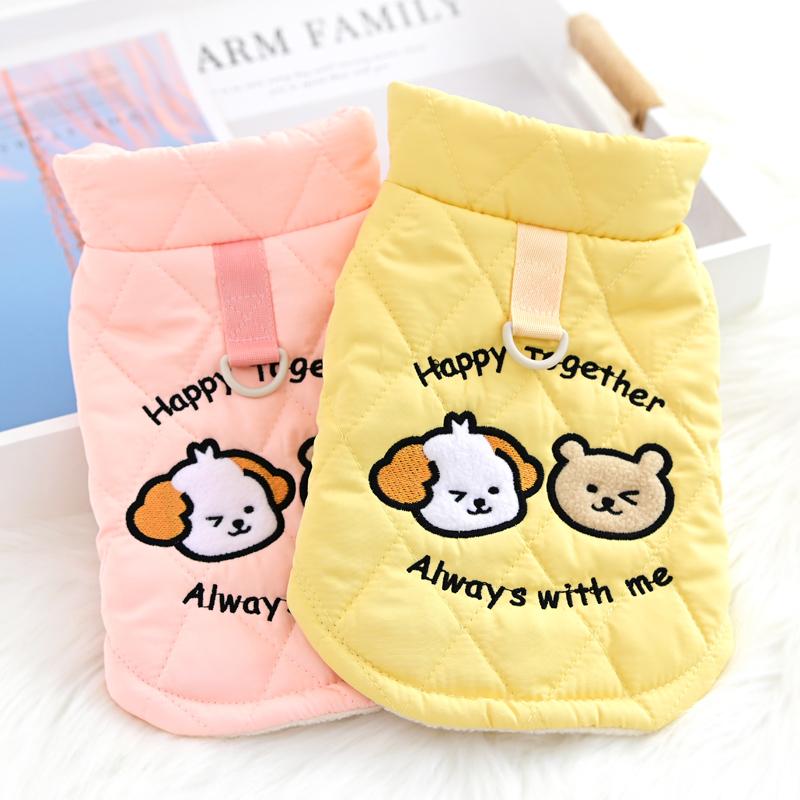 ドッグ ウェア 犬 猫 小型犬 チワワ ビション テディ ポメラニアン 服 ベスト 綿 コート リード 秋冬 暖かい 起毛 カジュアル