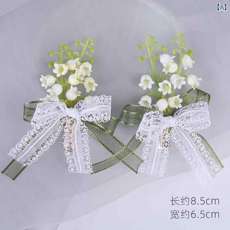 レトロ アクセサリー スズラン ヘア飾り ピン留め リボン クリップ 漢服 頭飾り 髪飾り レディース レディース コスチューム 糸