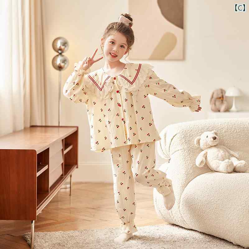 キッズ パジャマ ルームウェア 子供服 女の子 春秋 子供 長袖 ズボン ホーム 服 大きい 子供 女の子 プリンセス スタイル スーツ