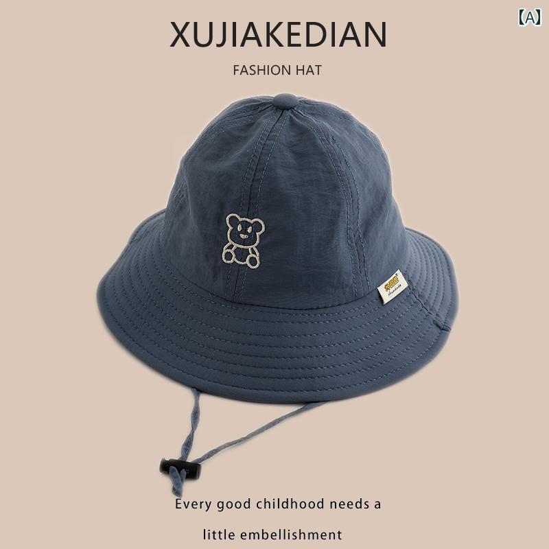 バケット ハット キッズ 帽子 ベビー 春秋 薄手 かわいい 小さい クマ 速乾 アウトドア レジャー ボー..