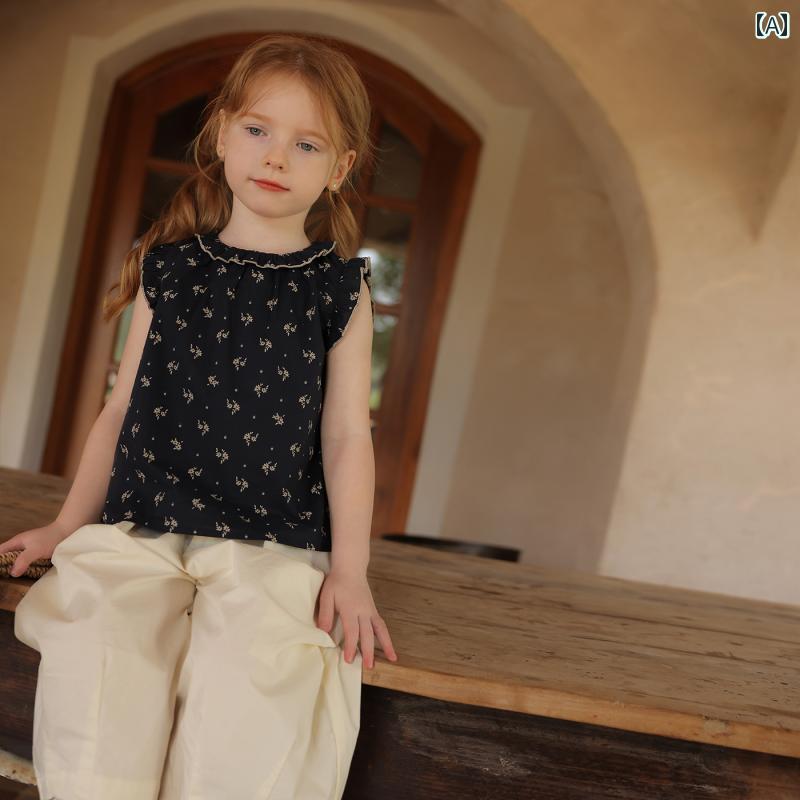 キッズ 子供服 ノースリーブトップス カントリー風 ナチュラル かわいい おしゃれ 着やい 動きやい 快適 外遊び 外出 普段着 レジャー 海 アウトドア お祝い 学校 幼稚園 保育園