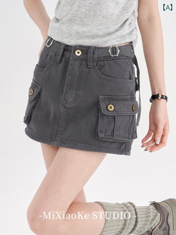 デニム スカート レディース 夏 ショート カジュアル シンプル トップス 半袖 ミニスカ 韓国 ファッション トレンド バレーコア フェミニン セクシー