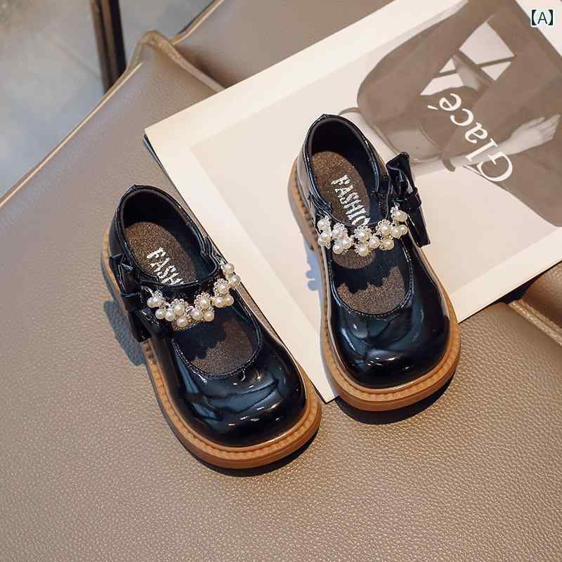 キッズ ジュニア シューズ 女の子 靴 子供 革靴 春秋 英国風 フォーマル ソフト ソール プリンセス 女..