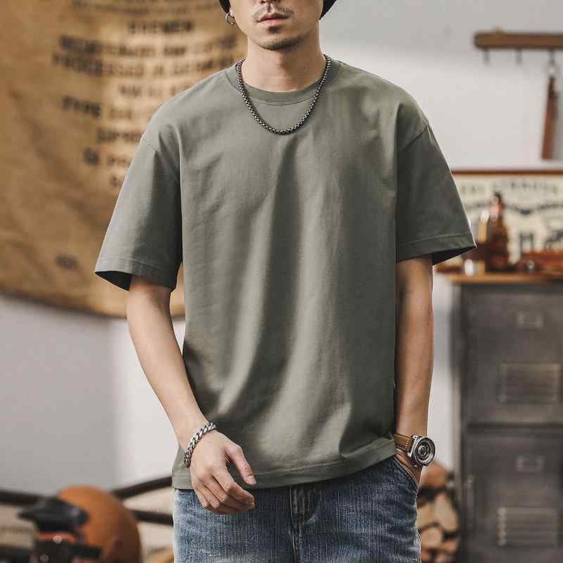 Plain - Tシャツ 半袖 メンズ 大きめサイズ メンズ シャツ トップス 夏 アメリカン 無地 シンプル 通気性 レトロ ベーシック オーソドックス 丸首 ラウンドネック 綿 コットン レジャー カジュアル ゆったり ブラウン グレー グリーン レンガ 多