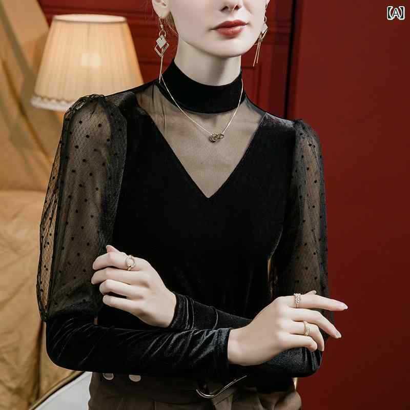 トップス 社交ダンス レディース ゴールド ベルベット 女性 長袖 パフスリーブ ソーシャル モダン ラテン ダンス トレーニング 服