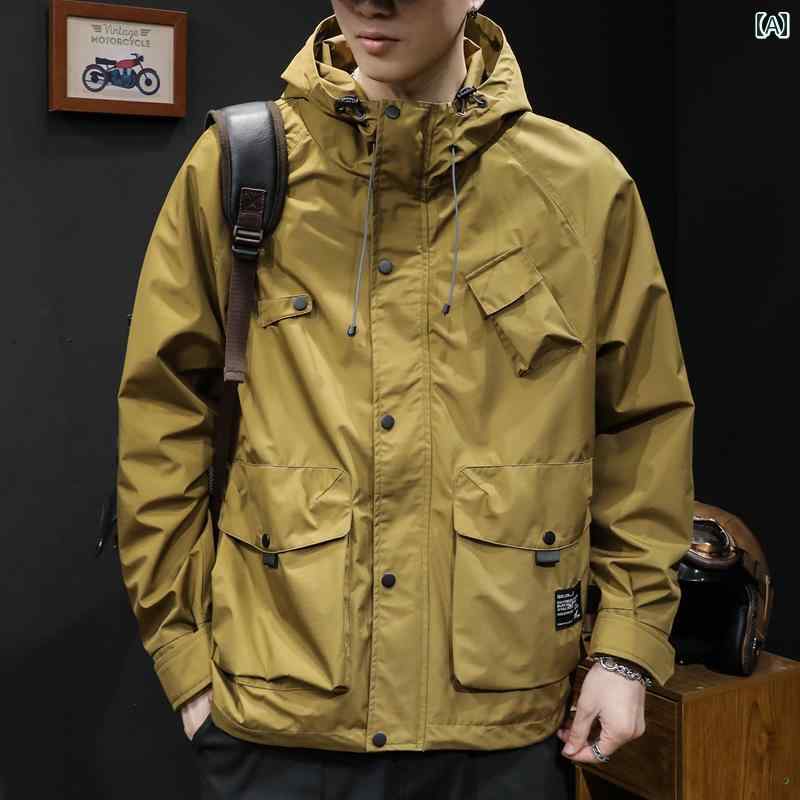 ジャケット メンズ アウター 春秋 大きいサイズ カジュアル 春 フード付き ワークウェア スリーインワン