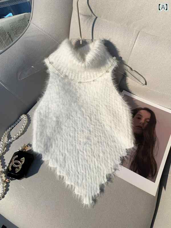 レディース 冬 ニット ハイネック ノースリーブ モテ服 セクシー お腹見せ レイヤード おしゃれ トップス 韓国 イベント フェス パーティ 普段着 い 衣装 コスチューム レジャー デート 映え