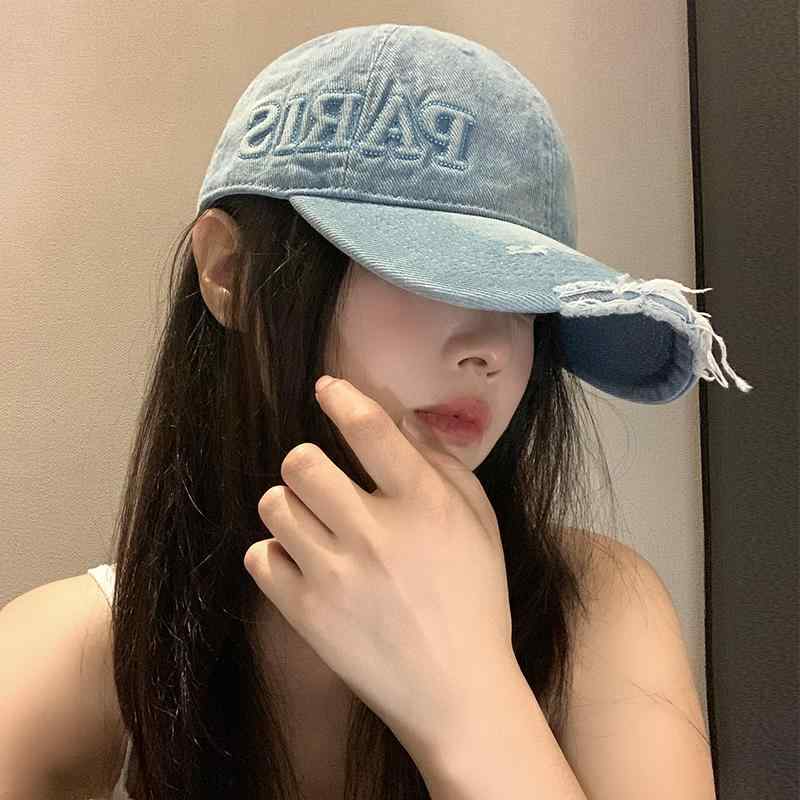 ベースボールキャップ 刺绣 カジュアル 帽子 ひさし帽 アウトドア デニム 刺繡 ダメージ加工 かわいい レディース 装飾 外出 屋外 レジャー レディース 夏