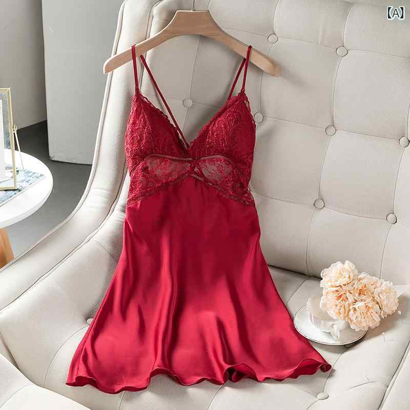 レディース 夏 ベビードール ランジェリー パジャマ ネグリジェ キャミソール 春 薄手 ナイトガウン 魅惑的 胸パッド 冷感 背中 開いた ロング サスペンダー 情熱的 ホーム 服