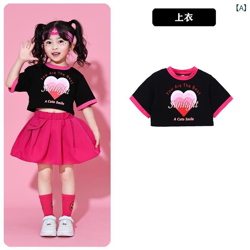 子供 女の子 男の子 シャツ パンツ スカート セット 夏 コスチューム 衣装 ユニフォーム ヒップホップ ストリート系 パフォーマンス クール 通学 ホームウェア