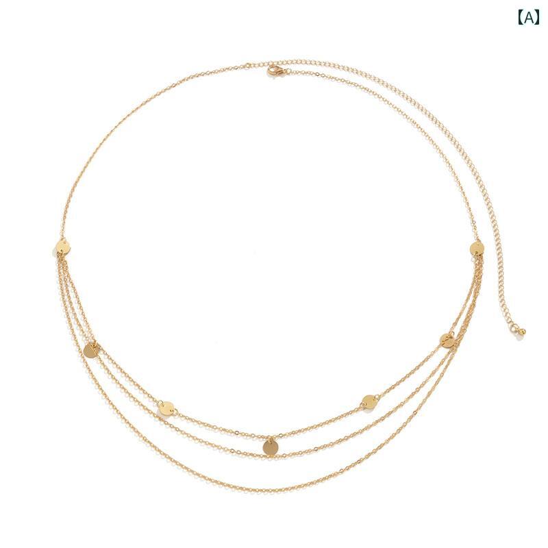 タッセル 夏 チェーン アクセサリー 米国 女性 多層 ディスク ウエスト 優雅 ビーチ 海辺 休暇 旅行 マッチング 水着