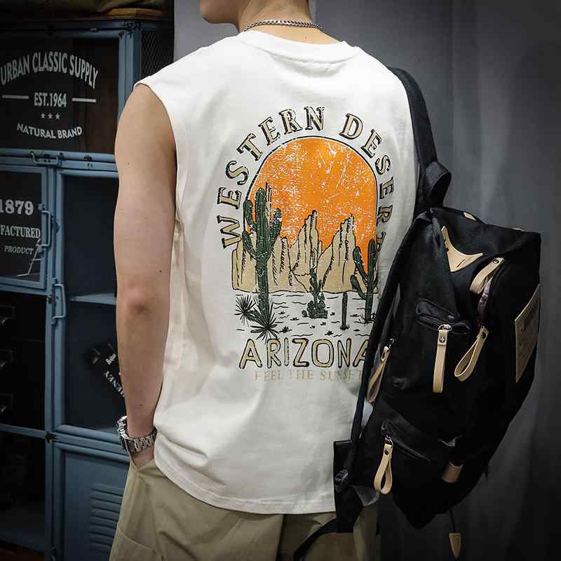 ノースリーブ ランニングシャツ メンズ トップス プリント 植物 花 メンズ 大きめサイズ 夏 綿 スポーツ シンプル カジュアル 薄手 レジャー