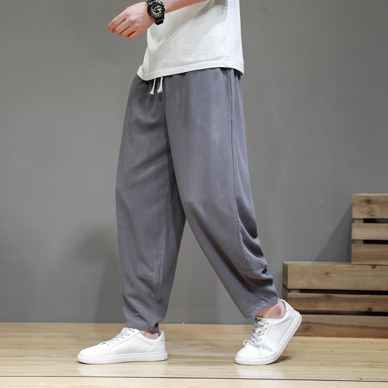 パンツ メンズ 夏 カジュアル 中華風 綿 リネン 薄手 レトロ ランタン ワイド レッグ 大きいサイズ リネン ストリート