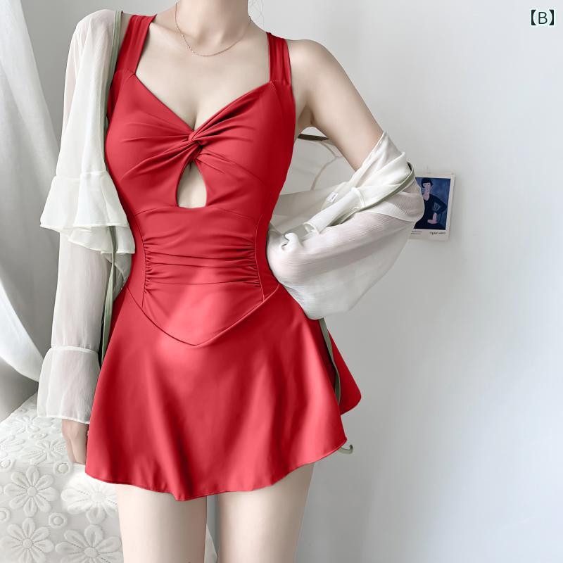 レディース 夏 水着 おしゃれ かわいい ビーチ プール リゾート レジャー 女性 魅惑的 赤い ハイエンド ワンピース