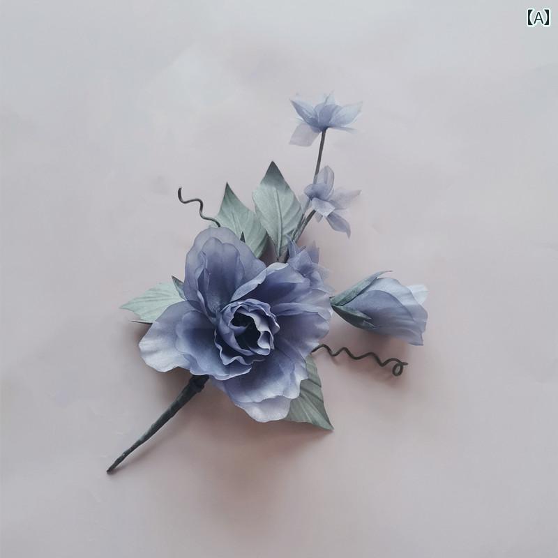 diy 造花 ナイト ローズ パーマ ヘアピン ヘアコーム ヘッド バンド コサージュ 韓服 ドレス アクセサリー