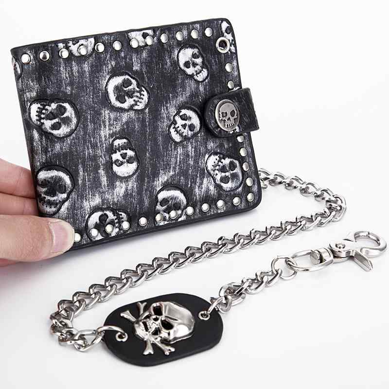M - メンズ財布 パンク ロック 多 カード 財布 スカル チェーン カッコイイ ウォレット