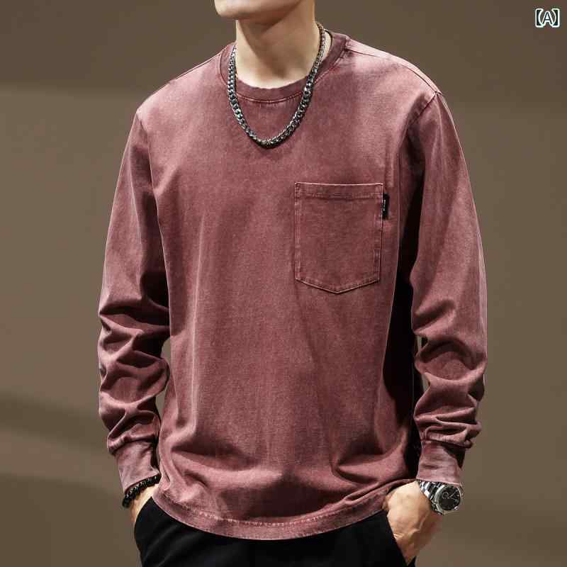 Crew Neck - Tシャツ 長袖 ロンT シンプル カジュアル おしゃれ スタイリッシュ ラフ 普段着 メンズ ファッション 大きめサイズ 春