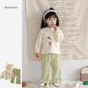 キッズ ベビー服 かわいい 春 韓国 女の子 赤ちゃん 西洋 長袖 ニット セーター チェック ワイドレッグパンツ 2点セット