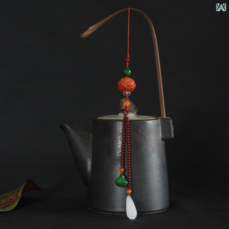 ドレス ペンダント チャイナドレス アクセサリー チャイナ プレス 前立て タッセル ペンダント ナチュラルゴールド ヒスイ つぼみ 瑪瑙 吊り下げ