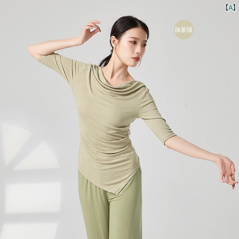 レディース モダン ダンス 練習 服 トップス 女性用 ミッド スリーブ 形状 トレーニング クラシック テスト スクエアダンス
