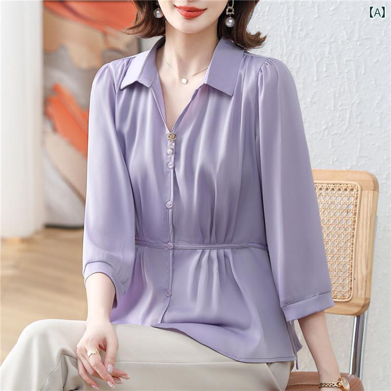 レディース チュニック クロップドパンツ エレガント ミセスファッション マダム 夏 七分袖 トップス ヒップカバー 春夏 シフォンシャツ 2点 セット 大人かわいい