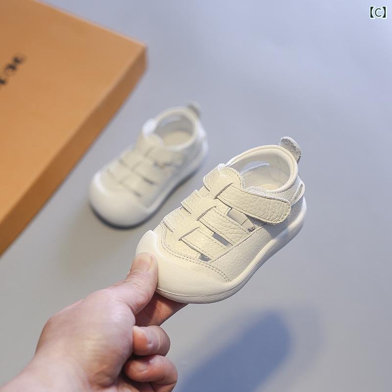 ベビー キッズ シューズ 靴 革 赤ちゃん サンダル ソフトソール 幼児 滑りにくい ...