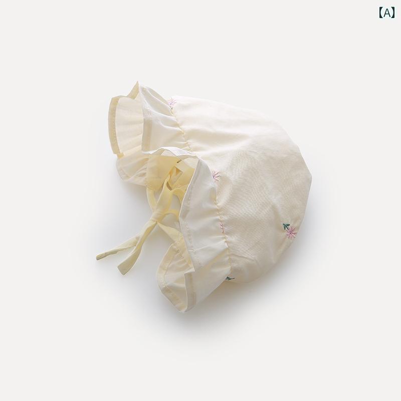 ボンネット帽 ベビー 帽子 春夏 薄手 赤ちゃん かわいい 保護 キャップ 綿 新生児 プリンセス 女の子 ..