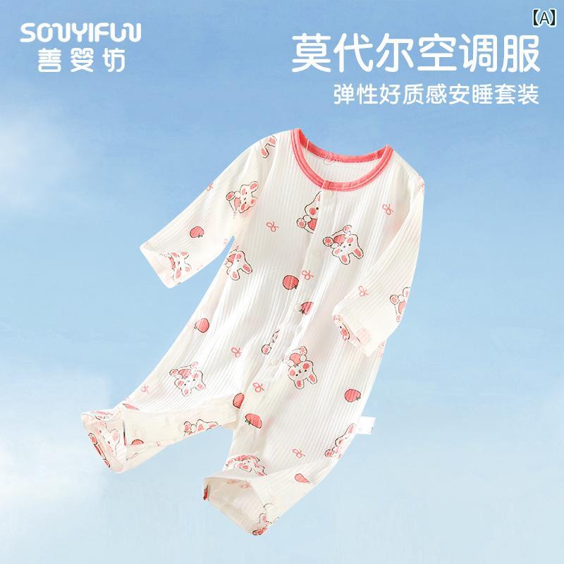 ベビー 服 サマーウェア 涼しい 赤ちゃん 女児 カバー オール モーダル 薄手 かわいい 快適 パジャマ 03歳 6ヶ月