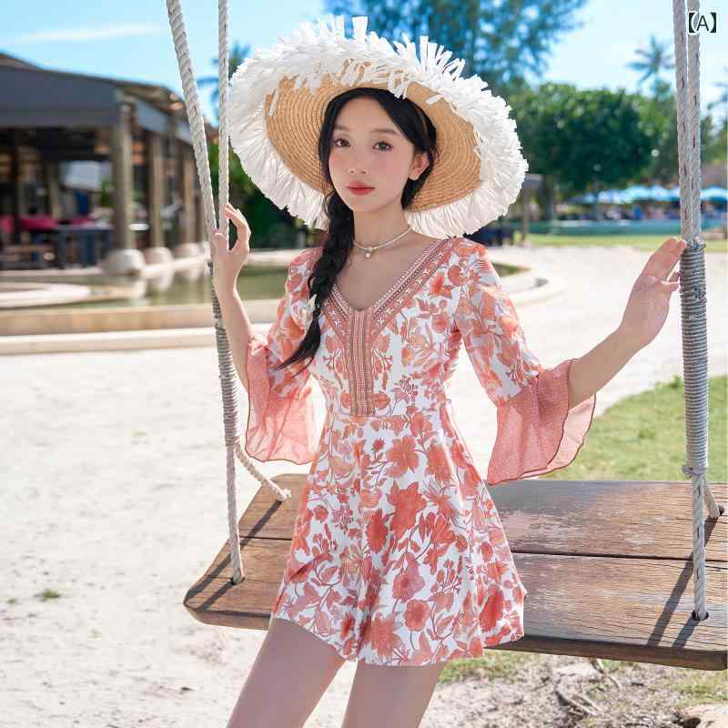 Rakuten - パンツ カップル 水着 ビーチ リゾート 新婚 旅行 リンクコーデ ペアルック お腹 カバー 女性用 大きめ サイズ 休暇用 ワンピース スカート 男性用 ウェット＆ ドライ