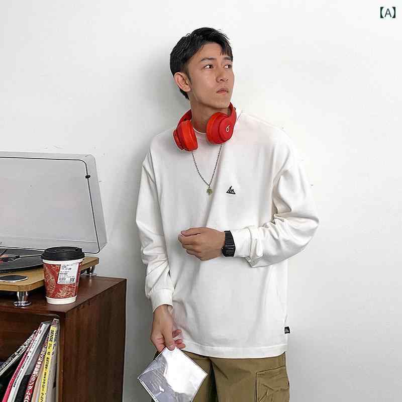 Tシャツ 長袖 ロンT シンプル カジュアル おしゃれ スタイリッシュ ラフ 普段着 メンズ ファッション 大きめサイズ 春秋