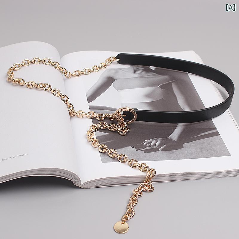 ベルト ブラック ゴールド シルバー レディース ファッション アクセサリー オールシーズン ベルト ウエスト バンド チェーン クール(4.0)