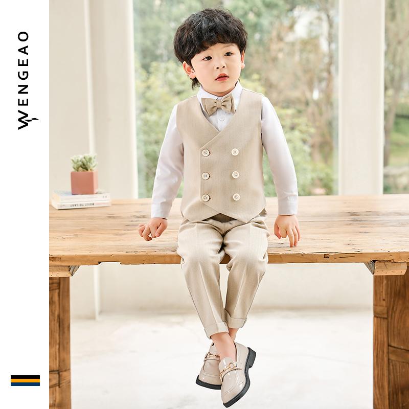 フォーマル スーツ キッズ 子供服 発表会 おしゃれ ファッション 男の子 フラワーガール ドレス パーティー 英国風 ボーイズ セット ベスト パンツ シャツ 蝶ネクタイ