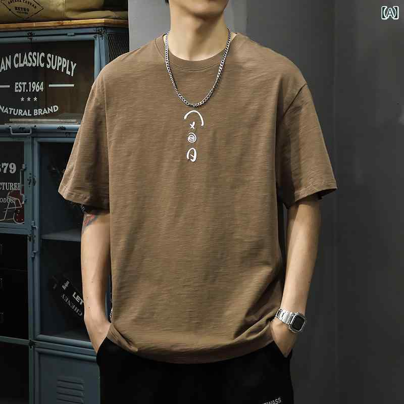 Tシャツ 半袖 夏 ゆったり 大きめサイズ ベーシック シンプル カジュアル ホームウェア トップス メンズ ファッション デイリー