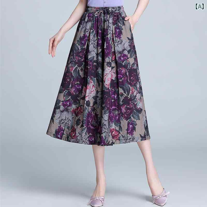 レディース パンツ キュロット カジュアル ポケット クロップド ハイウエスト ボトムス ワイドレッグ 薄手 夏 カラー 柄 通気性 おしゃれ ファッション コーディネート レトロ