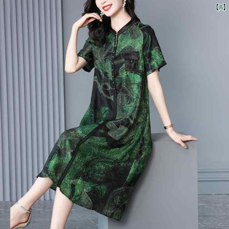 レディース ファッション ワンピース ドレス おしゃれ 夏 桑 プリント スカート