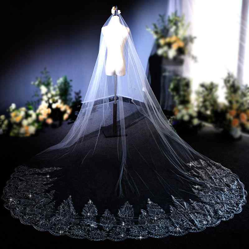 ウェディングベール ブライダル 結婚式 エレガント ベール メイン ベール ライト レース フェアリー ロング ベール 写真撮影 SNS映え 綺麗