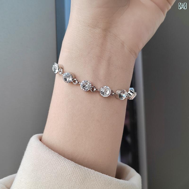 セキュアデポのブレスレット おしゃれ ストーン レディース 調節可能 精巧 スーパー フラッシュ ファッション アクセサリー 装飾品 ジュエリー｜アングル2