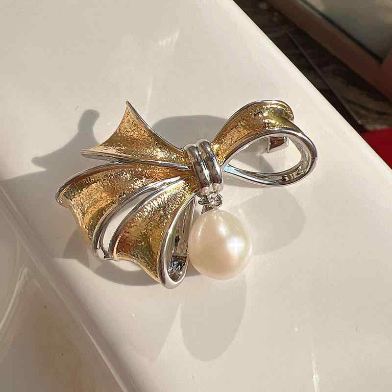 アクセサリー レディース DIY ※パールし 空ホルダー 半完成品 厚手 金 メッキ 2色 クラフト リボン ブローチ ピン パール コサージュ ホルダー