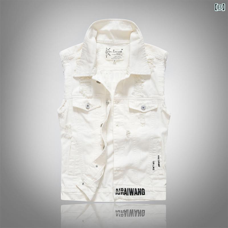 デニムベスト メンズ オールシーズン シングルブレスト メンズ ジャケット カラフル 多種多様 モダン アウトドア カジュアル ストリート