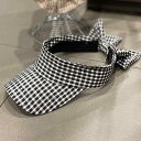 韓国 チェック ハット レディース 春夏 ファッション サンシェード屋外 トップレス 帽子 リボンサンバイザー