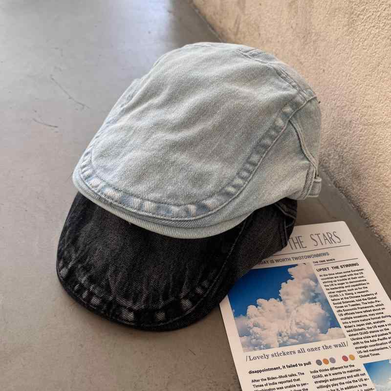 ハンチング帽子 カウボーイ クール フォワード ハット 大きめ 頭囲 レトロ ダックビル ハット 調節可能 ベレー帽 デニム メンズ レディース兼