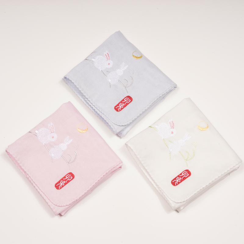 ハンカチ おしゃれ シンプル かわいい レディース 綿 吸汗 コットン ガーゼ うさぎ ポータブル 雑貨 プレゼント レディース