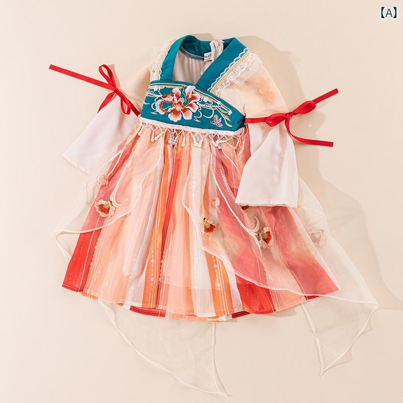 スカート 女の子 韓服 秋 スーパー フェアリー ハイエンド レトロ 子供 レトロ 衣装 ジャンプ スーツ 女児 赤ちゃん 夏服 子供 唐装