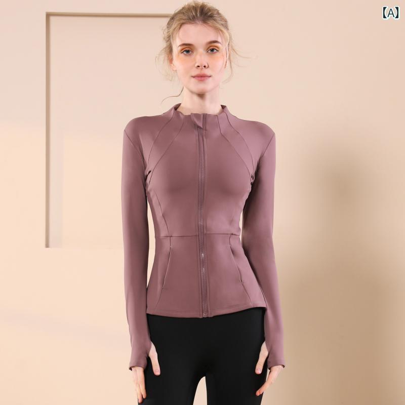 レディース ベルベット ジッパー ヨガ ウェア トップス 速乾 トレーニング サイクリング フィットネス ジャケット スタンドカラー ランニング スポーツ 長袖 秋冬
