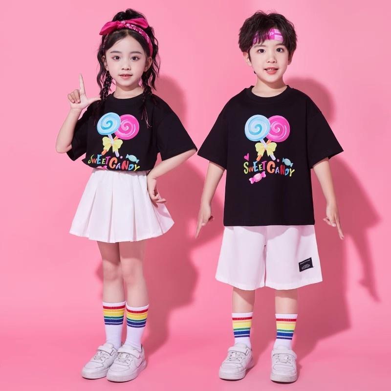 子供服 キッズ チアリーディング イベント ステージ 衣装 幼稚園 小学生 カジュアル 快適 コットン おしゃれ 快適 セットアップ
