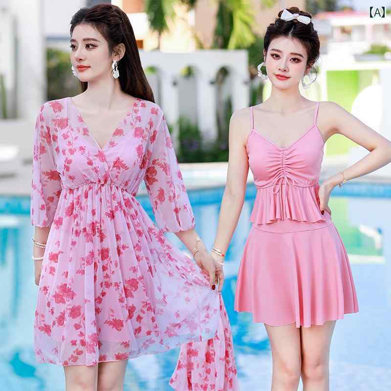 水着 おしゃれ 洋服見え 体型カバー 大きめサイズ レディース 3点 セット ブラウス お腹カバー 温泉 旅行 プール リゾート ビーチ レジ..