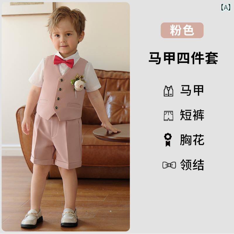 ドレス キッズ スーツ フォーマル 発表会 男の子 パフォーマンス 服 夏 半袖 ベスト ベビー 誕生日 ピアノ 演奏 フラワーガール 結婚式 ホスト