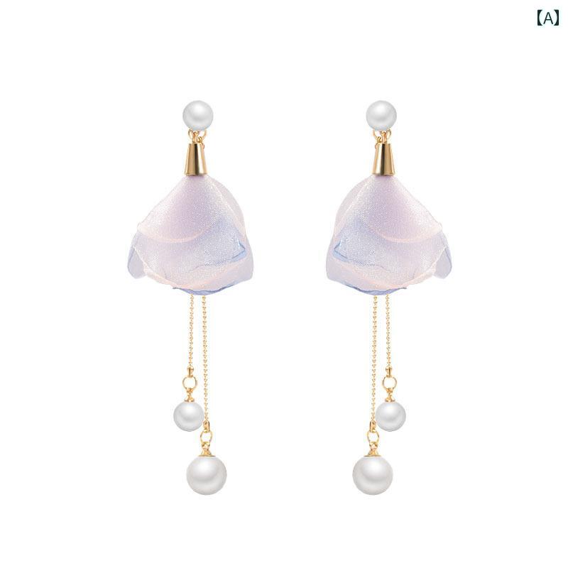 ピアス 花柄 レディース 植物花 合金 銀メッキ 金メッキ パール ピアス レディース シンプル ワンポイント オシャレ ファッション ペア